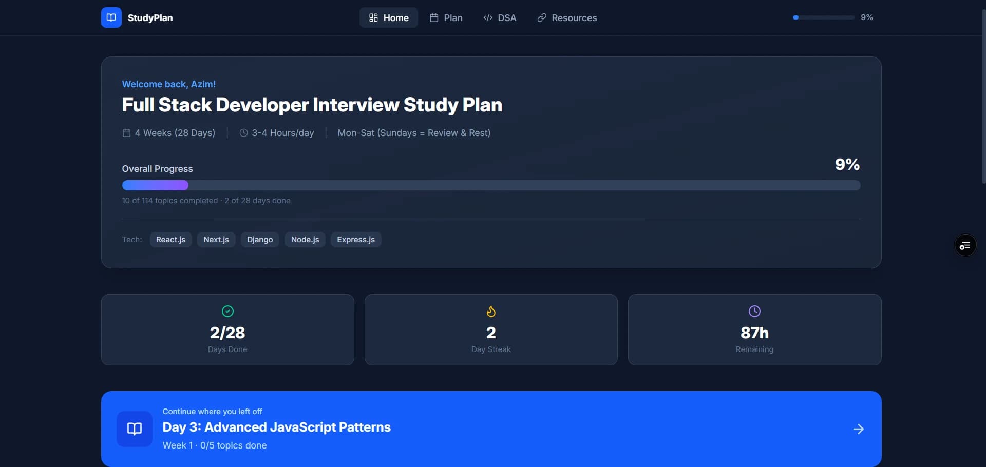 StudyPlan — 30-Day MERN Roadmap